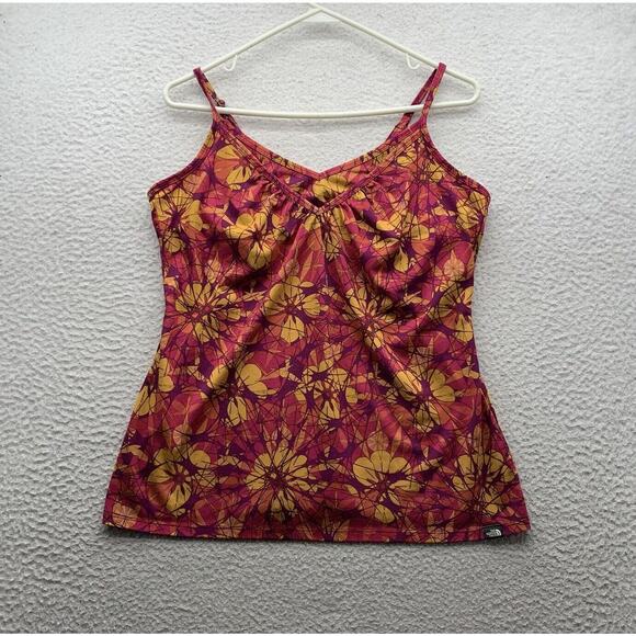 The North Face Tank Top Womens Large Floral Built In Sports Bra Athletic Running - Picture 1 of 11